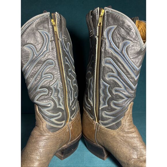 Tony Lama Western Cowboy Boots Men’s Size 11.5 Brown Textured Leather Gray Shaft main image 7